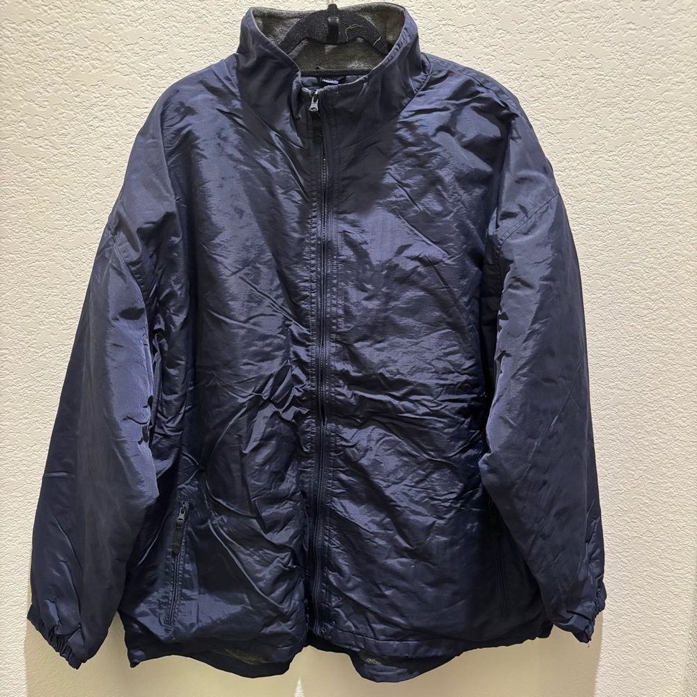 Men's Classic Navy Fleece lined lightweight jacket full zip 4XL